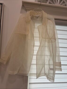 Rachel Zoe Sheer Ivory Organza Shirt Jacket size L